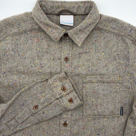 Columbia Men's Long Sleeve Geometric Button Up Small Heavy‎ Wool Blend Shirt - Picture 1 of 6
